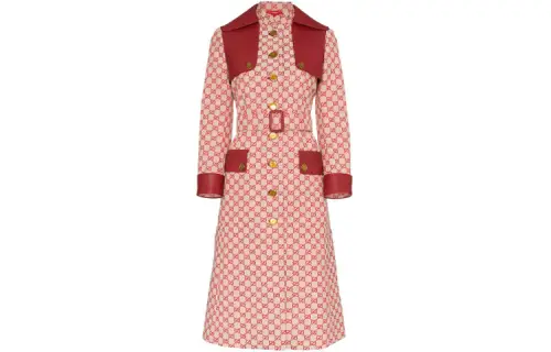 GUCCI Trench Coats Women's Pink Turtleneck Moderate