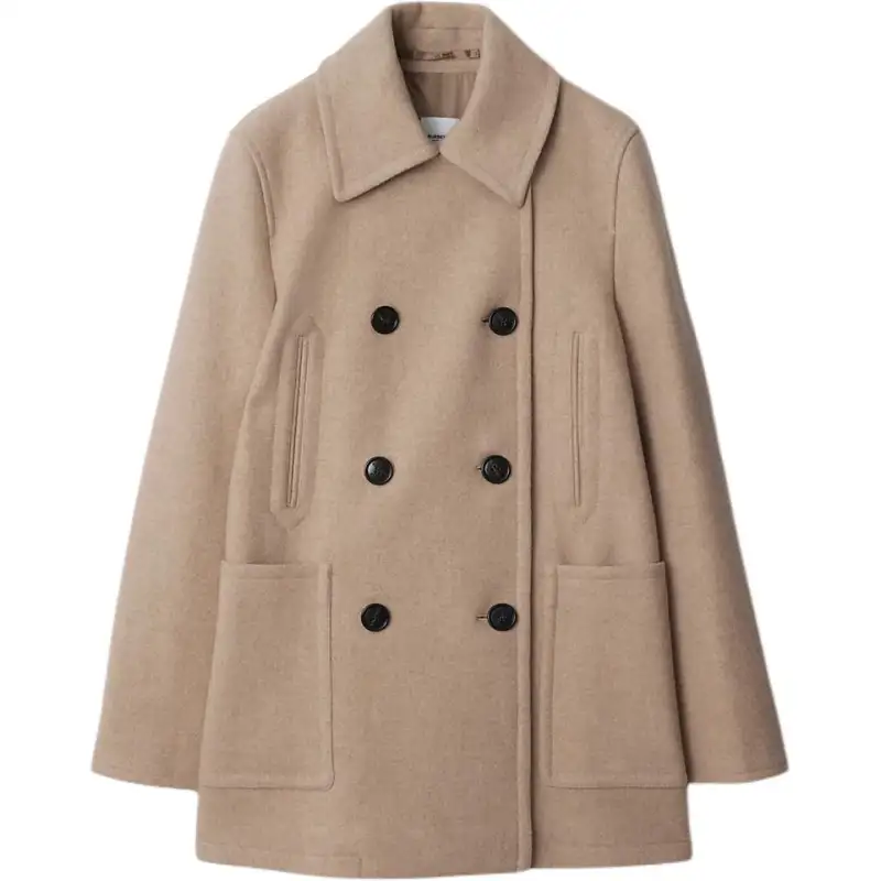 Burberry Coats Women's Taupe Lapel Moderate Straight Fit