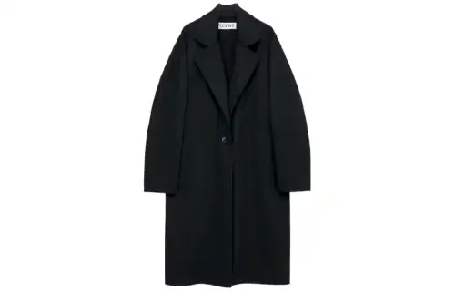 LOEWE Coats Women's Black Lapel Moderate Straight Fit