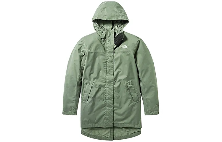 THE NORTH FACE Windbreaker Jackets Women's Green Hooded Moderate