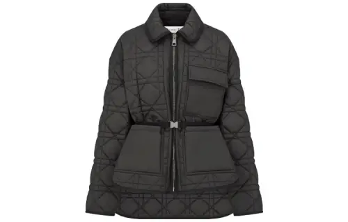 DIOR Quarterly New Products Cropped Coats Women's Black Lapel Moderate