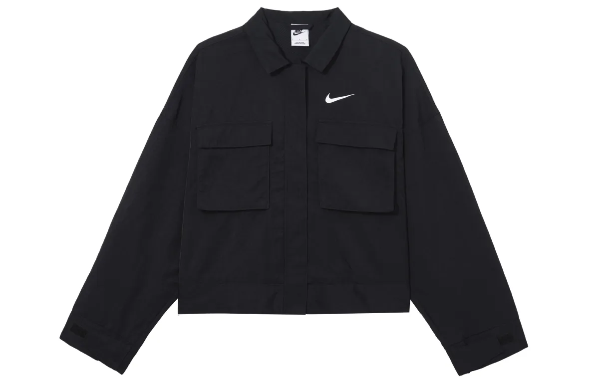 Nike Cropped Coats Women's Black Lapel Moderate