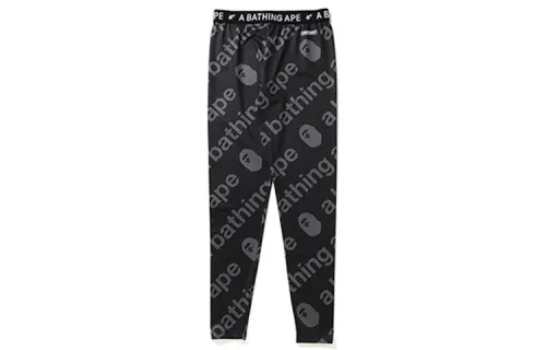 A BATHING APE Head Series Casual Pants Women's Black Moderate Slim Fit Pants