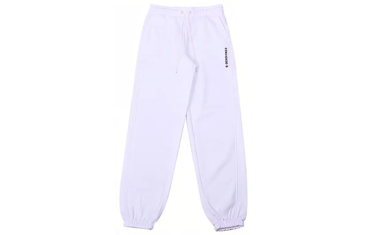 Converse Logo Fleece-Lined Thermal Leggings, Winter Knitted Sweatpants Women's White