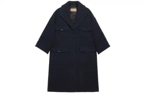 GUCCI Coats Women's Dark Blue Lapel Moderate