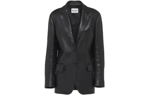 MIU MIU SS22 Leather Jacket Women's Black