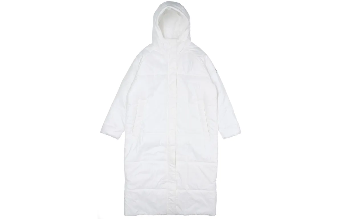 Adidas Puffer Jackets Women's White Hooded Moderate