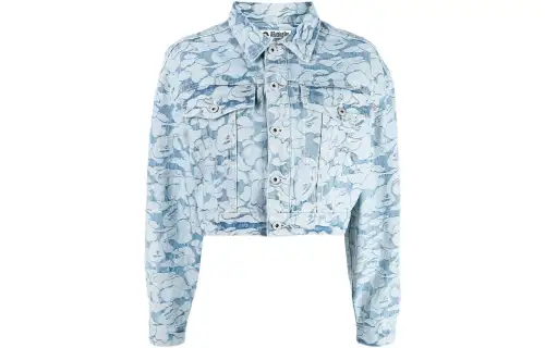 A BATHING APE Denim Jackets Women's Blue Lapel Moderate Straight Fit