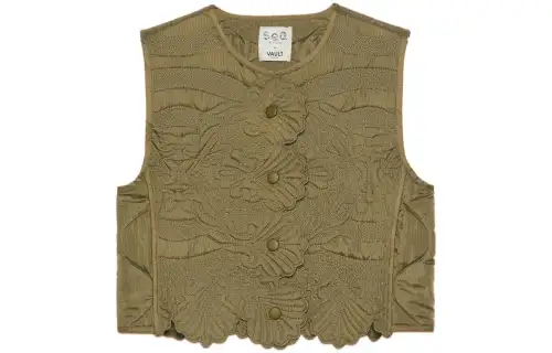 GUCCI Vests Women's Army Green Crew Neck Moderate
