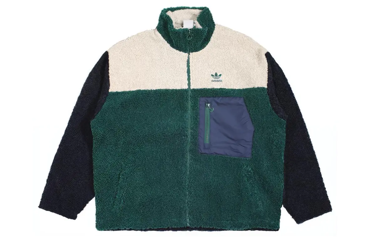 Adidas Originals Velvet Jackets Women's Forest Green Stand Collar Moderate