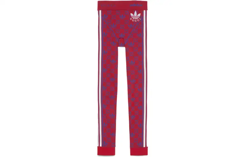 GUCCI X adidas originals joint model SS23 letter logo printed striped sweatpants women's red