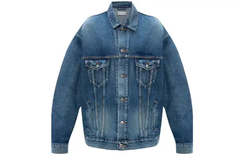 Balenciaga Denim Jackets Women's Blue Lapel Moderate Straight Fit