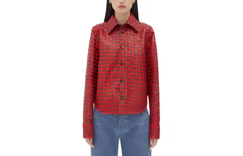 Bottega Veneta Leather Intrecciato Shirt