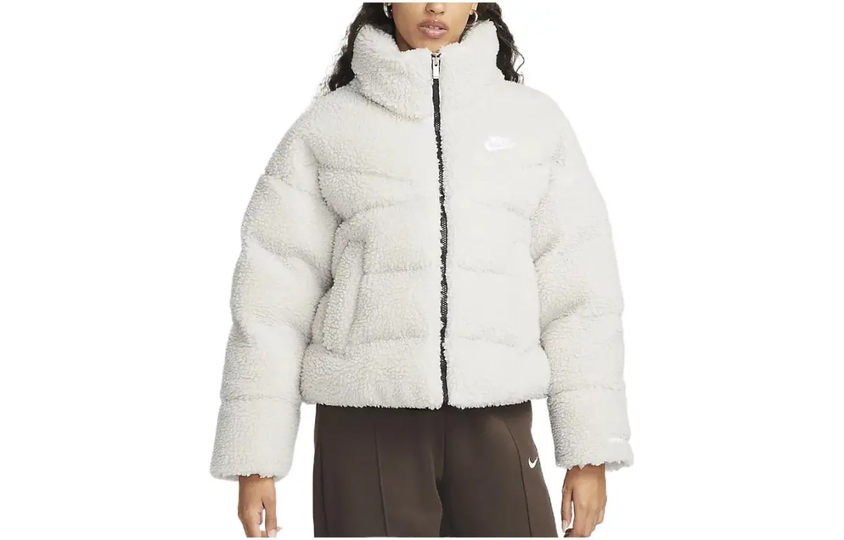Nike Velvet Jackets Women's Gray White Turtleneck Moderate