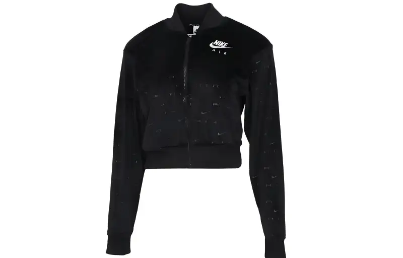 Nike Cropped Coats Women's Black Baseball Collar Moderate