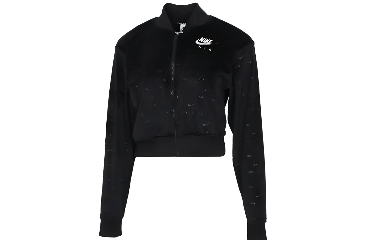 Nike Cropped Coats Women's Black Baseball Collar Moderate