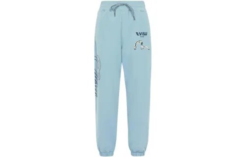 EVISU Knitted Sweatpants Women's Pink/Blue Moderate Cuffed Pants