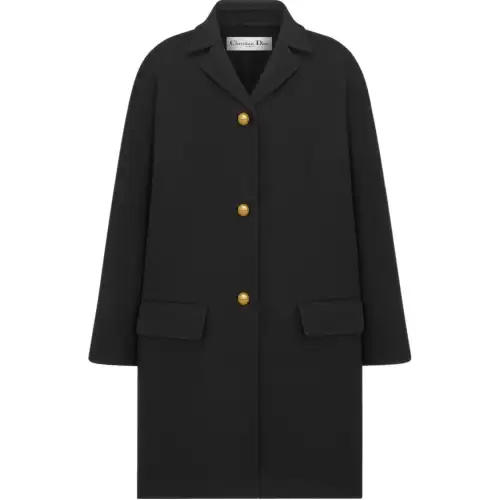 DIOR Coats Women's Black Lapel Moderate Straight Fit