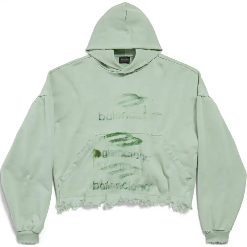 Balenciaga Frayed hem Cotton Hoodie