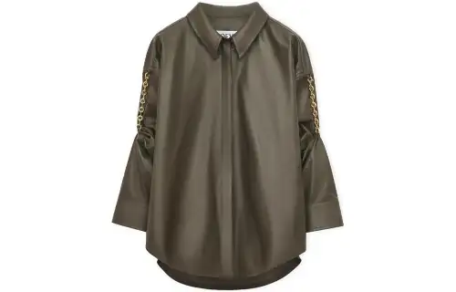LOEWE FW23 Leather Jacket Women's Tea Gray Glaze