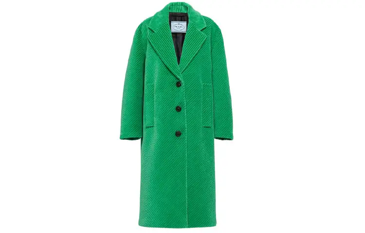 PRADA Velvet Jackets Women's Jadeite Green Lapel Moderate