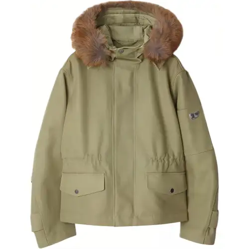 Burberry Faux fur Trim Cotton Parka Coat