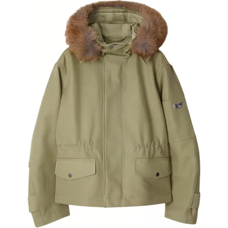 Burberry Faux fur Trim Cotton Parka Coat