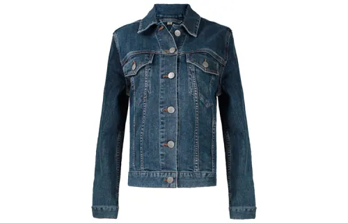Burberry Denim Jackets Women's Blue Lapel Moderate Straight Fit