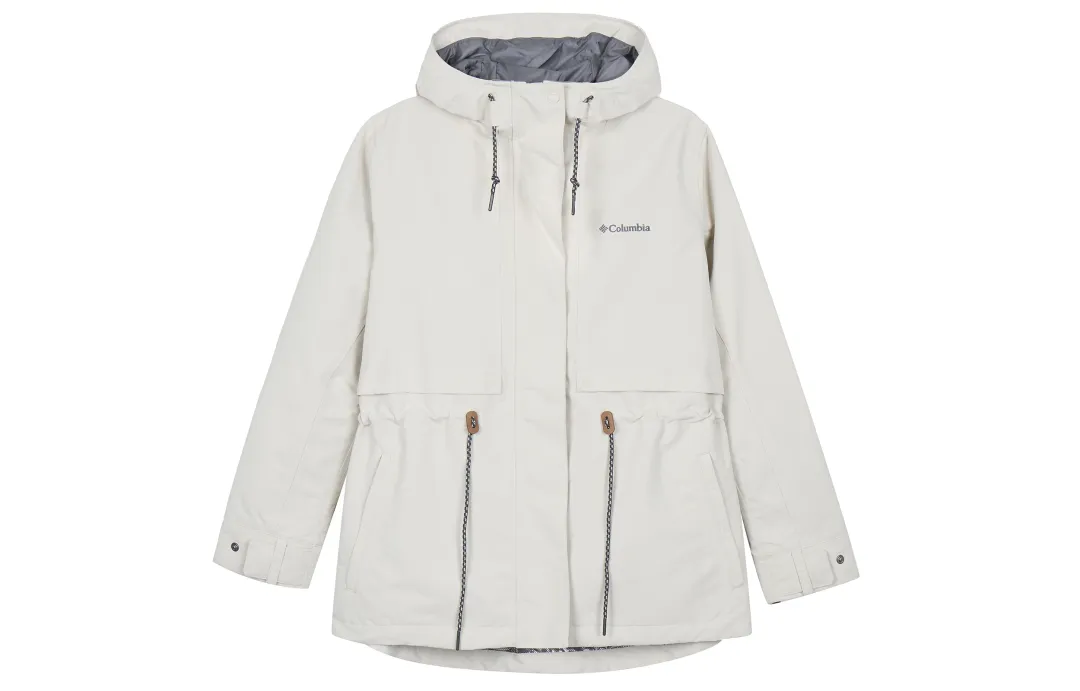 Columbia Drop Ridge Outdoor Hiking Waterproof And Windproof To Keep Warm Windbreaker Jacket Women's Ecru