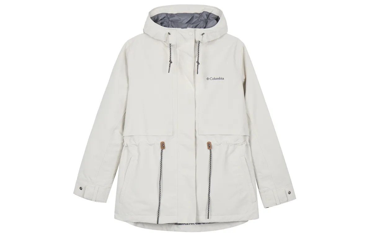 Columbia Drop Ridge Outdoor Hiking Waterproof And Windproof To Keep Warm Windbreaker Jacket Women's Ecru