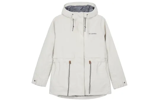 Columbia Drop Ridge Outdoor Hiking Waterproof And Windproof To Keep Warm Windbreaker Jacket Women's Ecru