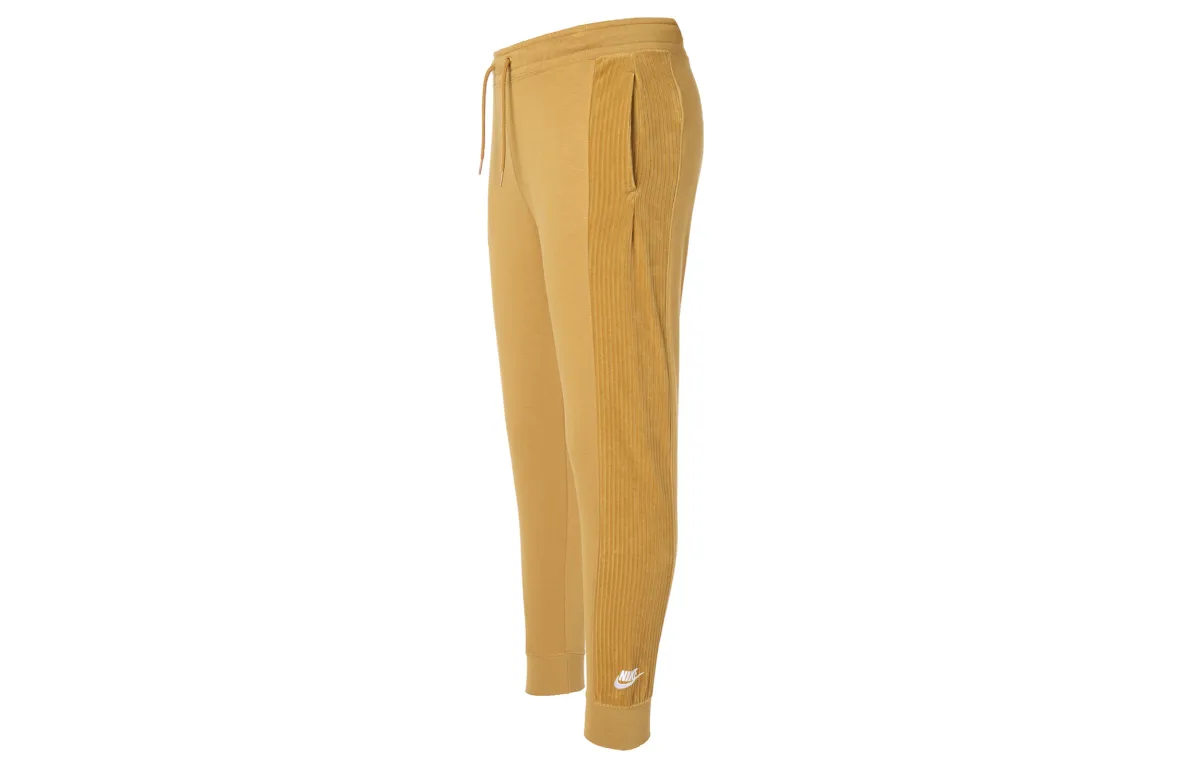 Nike Knitted Sweatpants Women's Yellow Moderate Straight Fit Pants