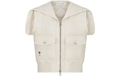DIOR Vests Women's Ecru Lapel Moderate Other