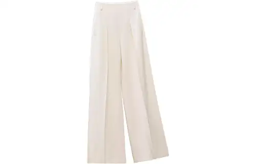 HERMES Casual Pants Women's White Moderate Straight Fit Pants