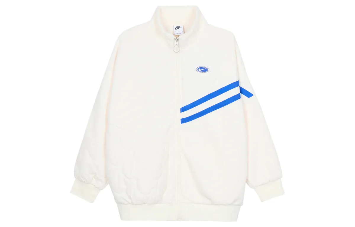 Nike Velvet Jackets Women's Light Ivory White Stand Collar Moderate