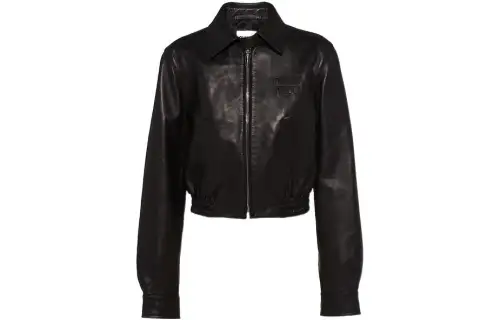 MIU MIU Leather Jackets Women's Black Lapel Moderate Other