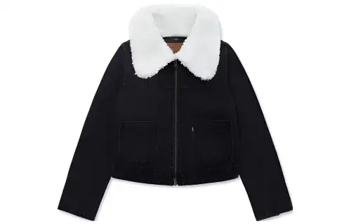 Levis Denim Jackets Women's Dark Color Lapel Moderate Straight Fit