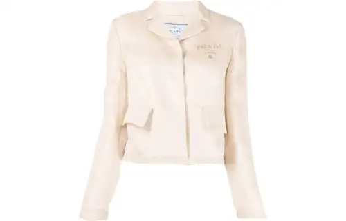 PRADA SS22 Cropped Coat Women's Ecru