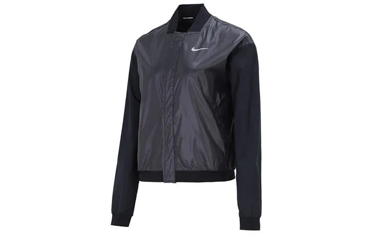 Nike Cropped Coats Women's Black Baseball Collar Moderate