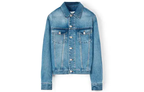 LOEWE Denim Jackets Women's Light Blue Square Collar Moderate Straight Fit