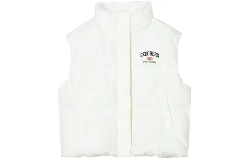 Skechers Colorful Down Vests Women's Marshmallow White/0074 Stand Collar Moderate Other