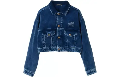 MIU MIU Denim Jackets Women's Blue Moderate Straight Fit