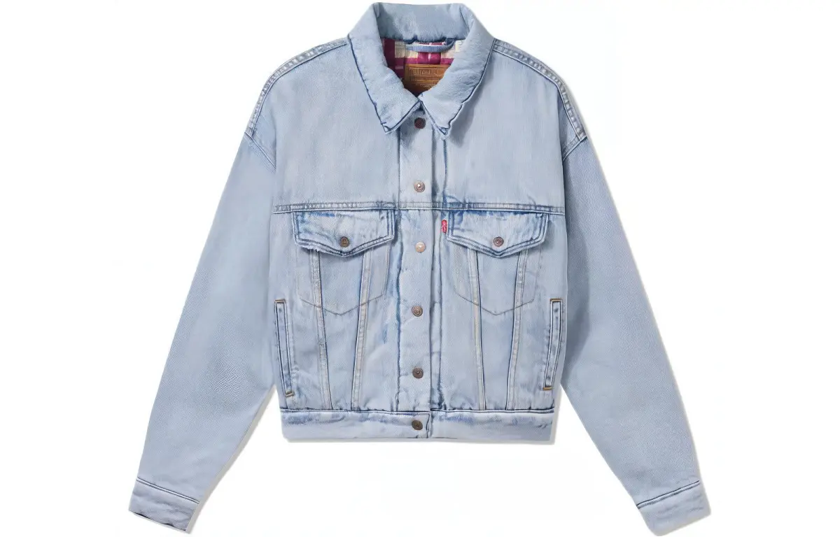 Levi's Denim Jackets Women's Light Blue Lapel Moderate Straight Fit