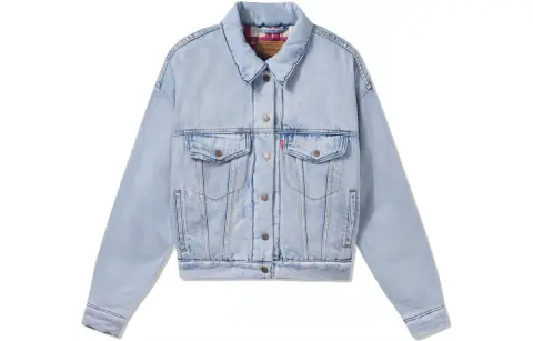 Levi's Denim Jackets Women's Light Blue Lapel Moderate Straight Fit