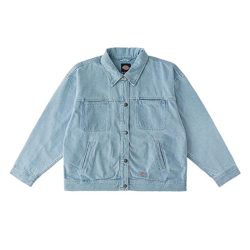 Dickies Denim Jackets Women's Blue Lapel Moderate Straight Fit
