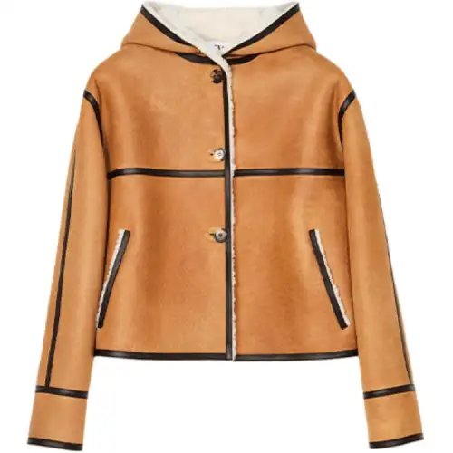 LOEWE Leather Jackets Women's Light Umber Hooded Moderate Other