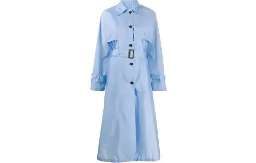 PRADA Trench Coats Women's Blue Lapel Moderate