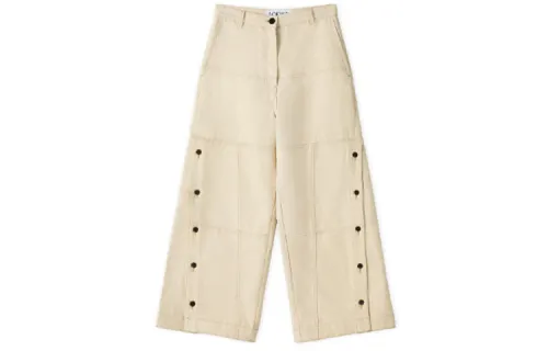 LOEWE Casual Pants Women's Beige Moderate Wide Leg Pants