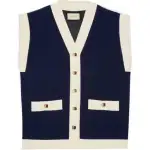 GUCCI Vests Women's Blue V Neck Moderate Other
