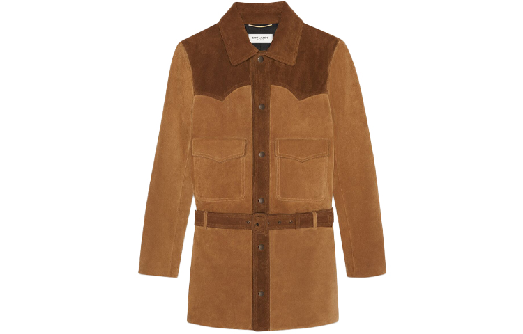 SAINT LAURENT FW21 Leather Jacket Women's Walnut